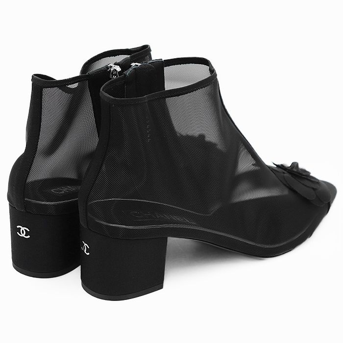 極美品】CHANEL シャネル ショートブーツ G34544 ナイロンメッシュ 