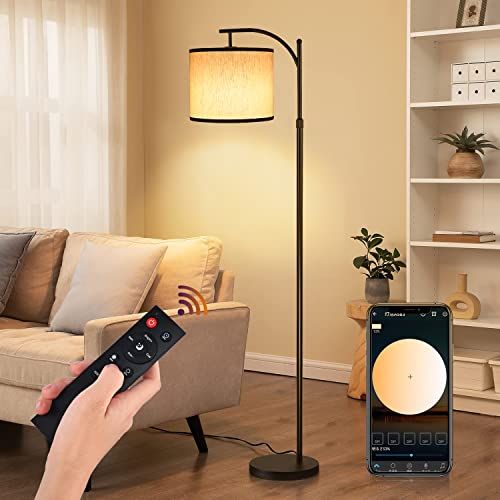 フロアスタンド フロアランプ LED フロアライト スマホン制御 無段階調光調色 組み立て式 ライトスタンド RGB LED電球 リモコンコントロール 9 W 勉強 仕事 読書に適用 リビング 寝室用 照明灯 ブラック 2年間 N 71 fd 1446