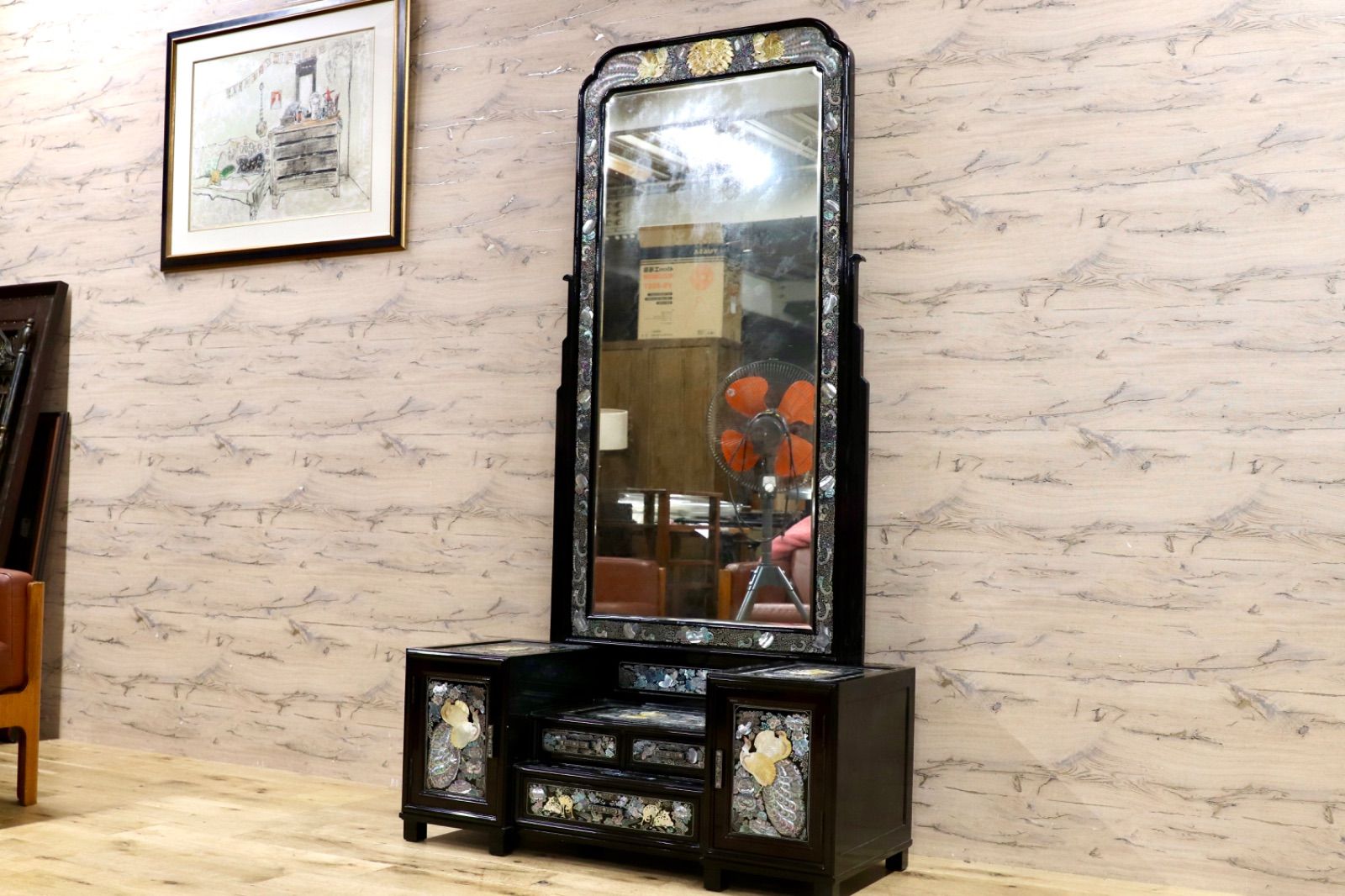 GMIK 681 李朝家具 螺鈿細工 ドレッサー 鏡台 伝統工芸 化粧台 アンティーク 姿見