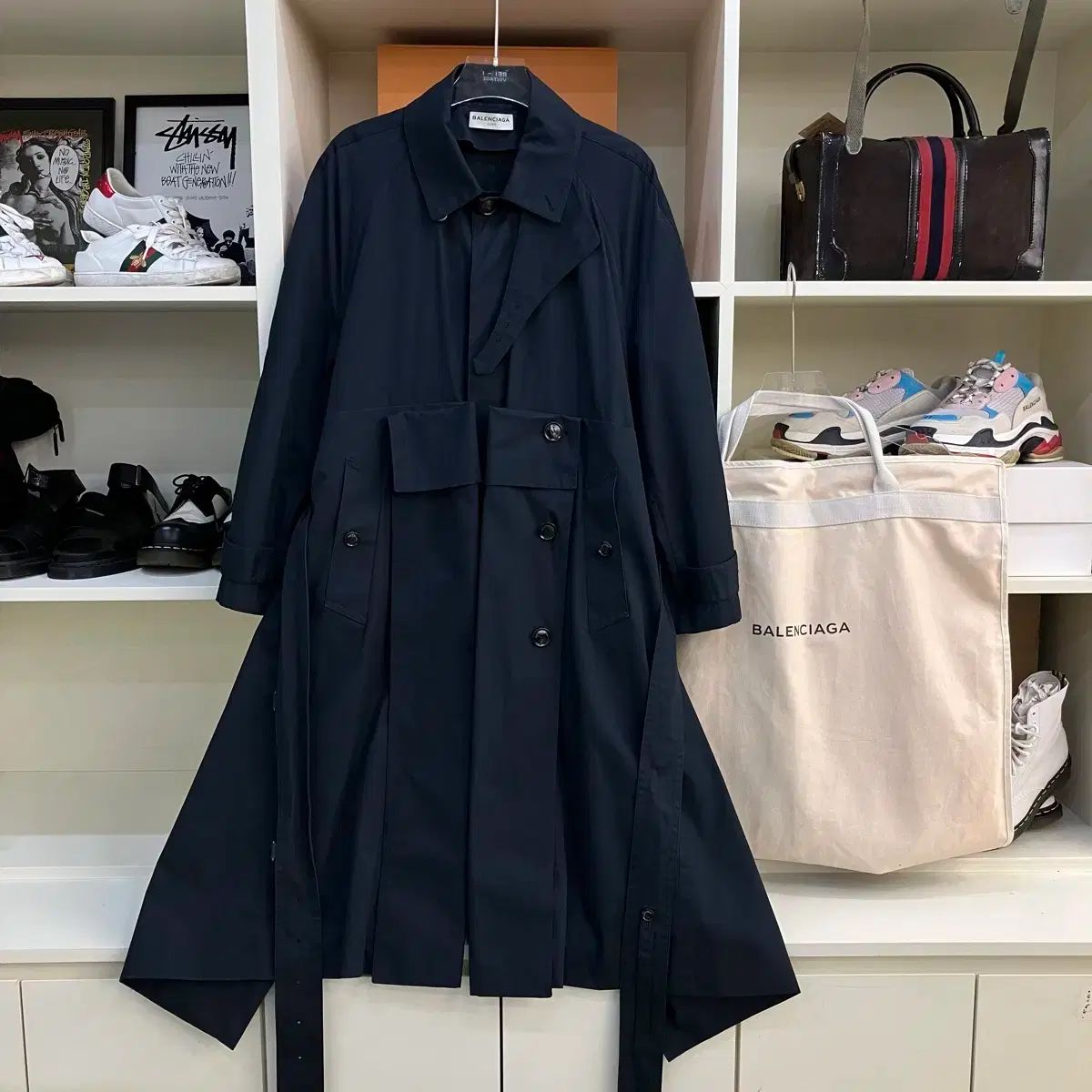 バレンシアガ☆ランウェイトレンチコート☆ネイビー 2016FW バレンシアガ トレンチコート ネイビー 38 (ダストバッグ含む