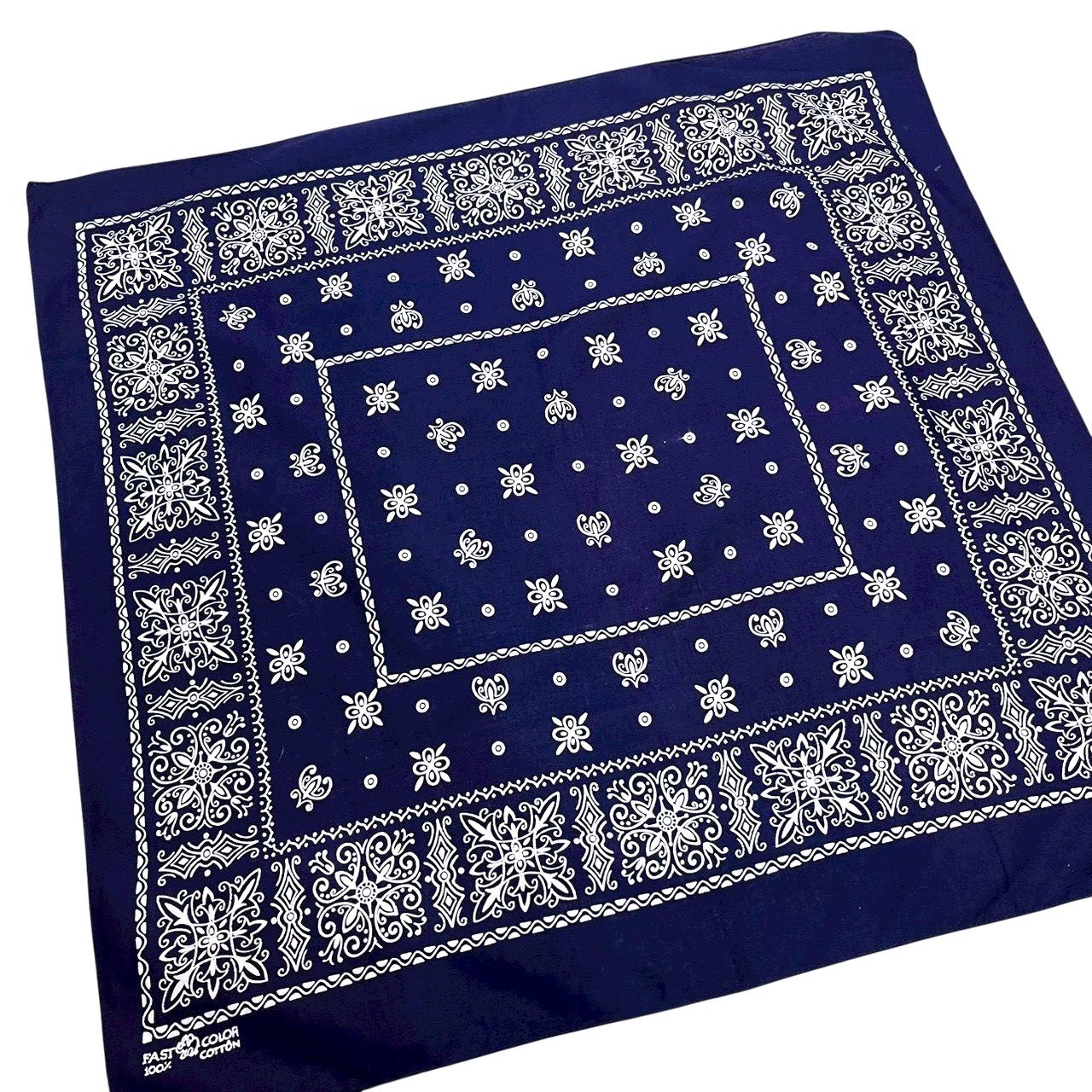 60s ビンテージ エレファントブランド コットン バンダナ ネイビー 上