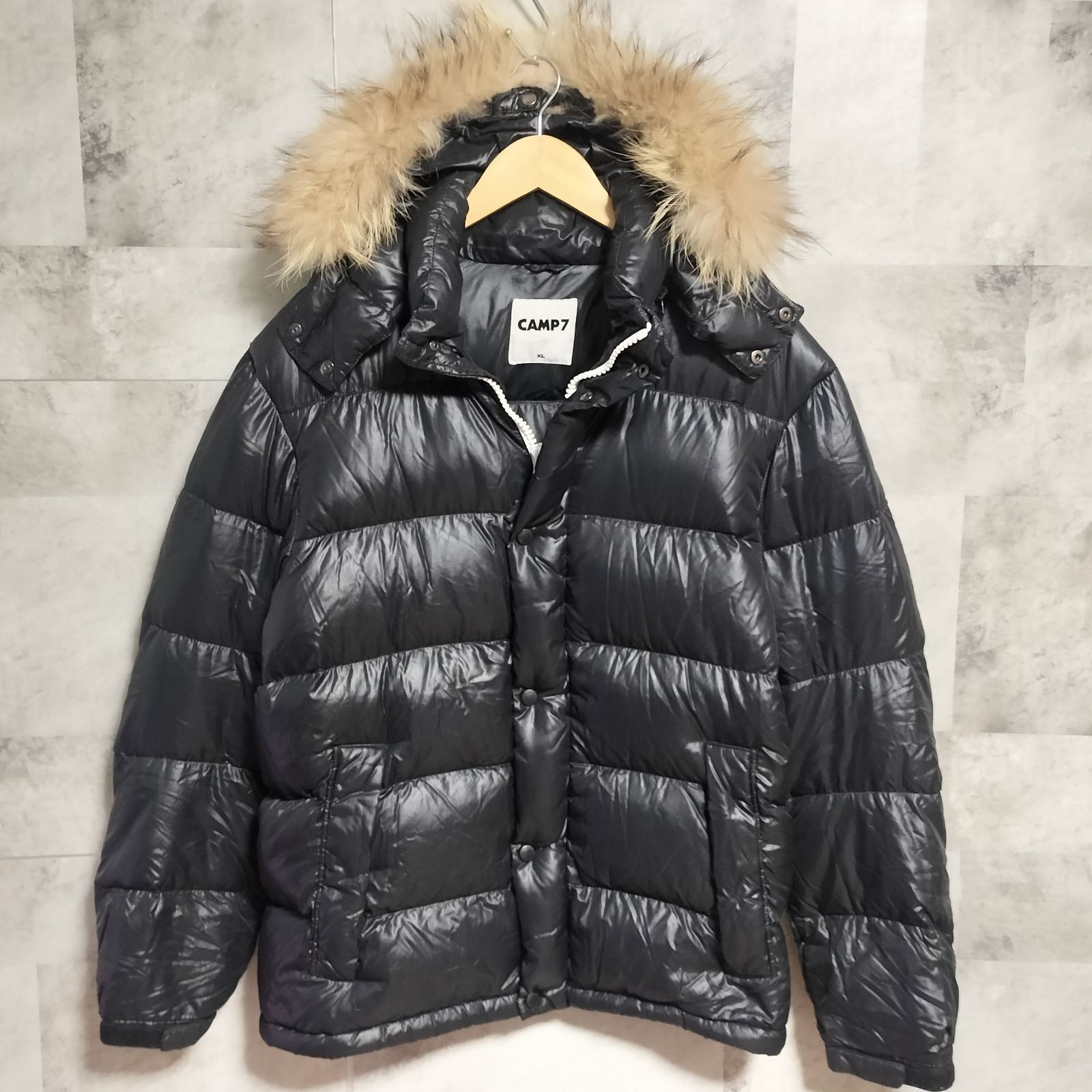 美品】CAMP7 3way ファー付 ダウンジャケット XLサイズ ブラック 黒色