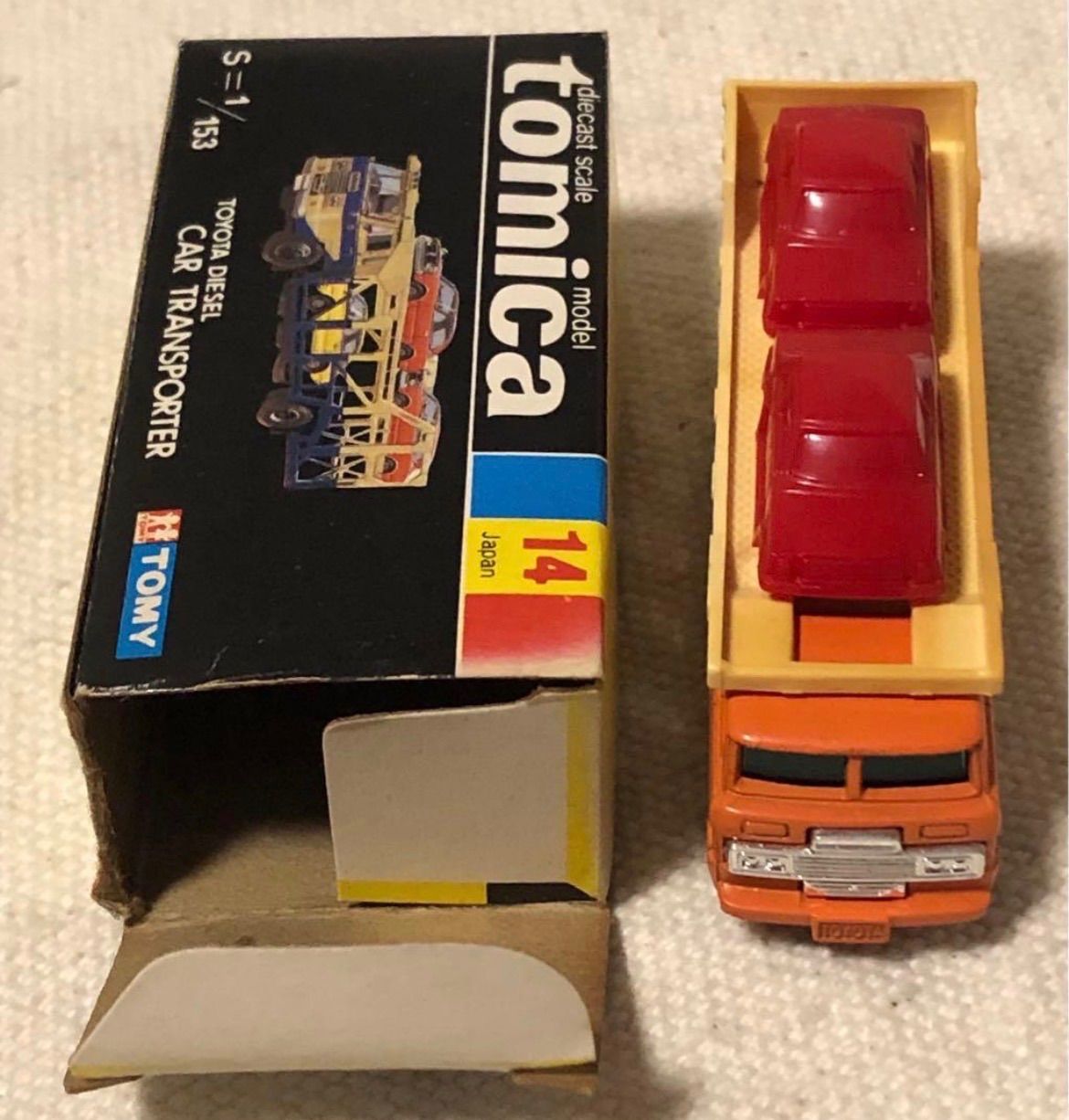 黒箱 日本製 トミカ NO.14 TOYOTA DIESEL CAR TRANSPORTER トヨタ