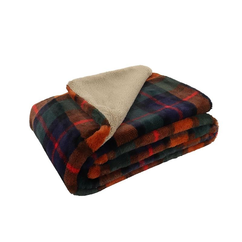 商品 川島織物セルコン TAUKO タウコ ブランケット チェックファー ネイビー GJ 6115 1