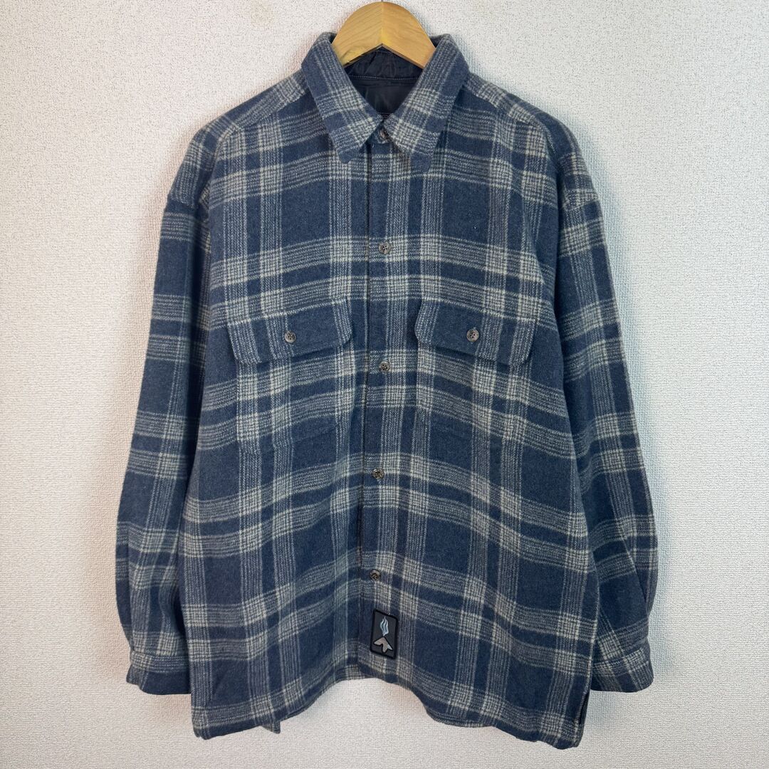 00 s クイックシルバー ネルシャツ オンブレチェック 裾タグ ブルー メンズ 古着 サーフ アメカジ Y 2 K ストリート