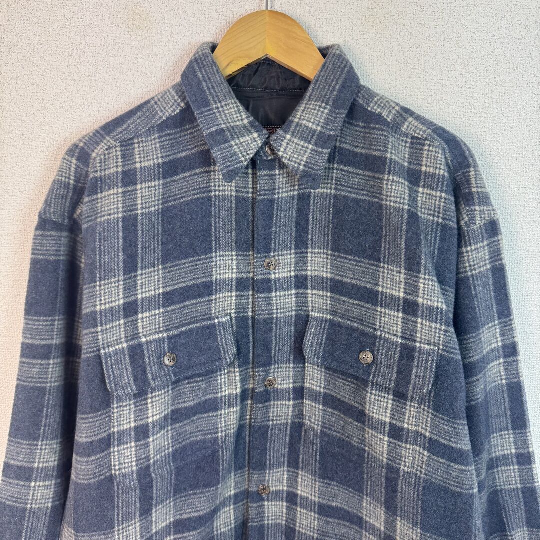 00 s クイックシルバー ネルシャツ オンブレチェック 裾タグ ブルー メンズ 古着 サーフ アメカジ Y 2 K ストリート