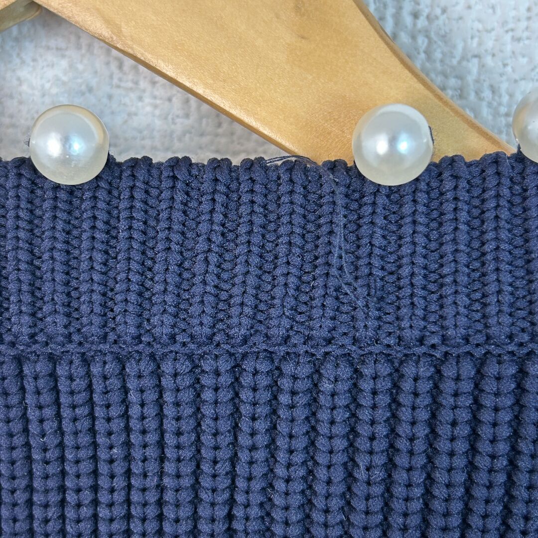ADAM ET ROPE アダムエロペ ニット カーディガン パール 無地 ネイビー Fサイズ レディース 古着 ストリート モード AER ADAM ET ROPE - ADAM ET ROPE アダムエロペ ニット カーディガン