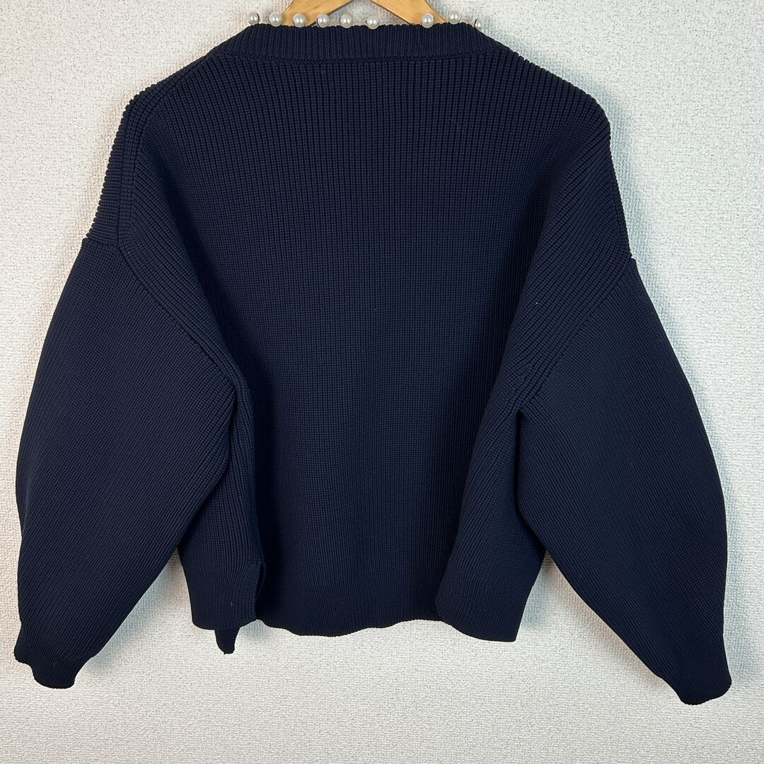 ADAM ET ROPE アダムエロペ ニット カーディガン パール 無地 ネイビー Fサイズ レディース 古着 ストリート モード AER ADAM ET ROPE - ADAM ET ROPE アダムエロペ ニット カーディガン