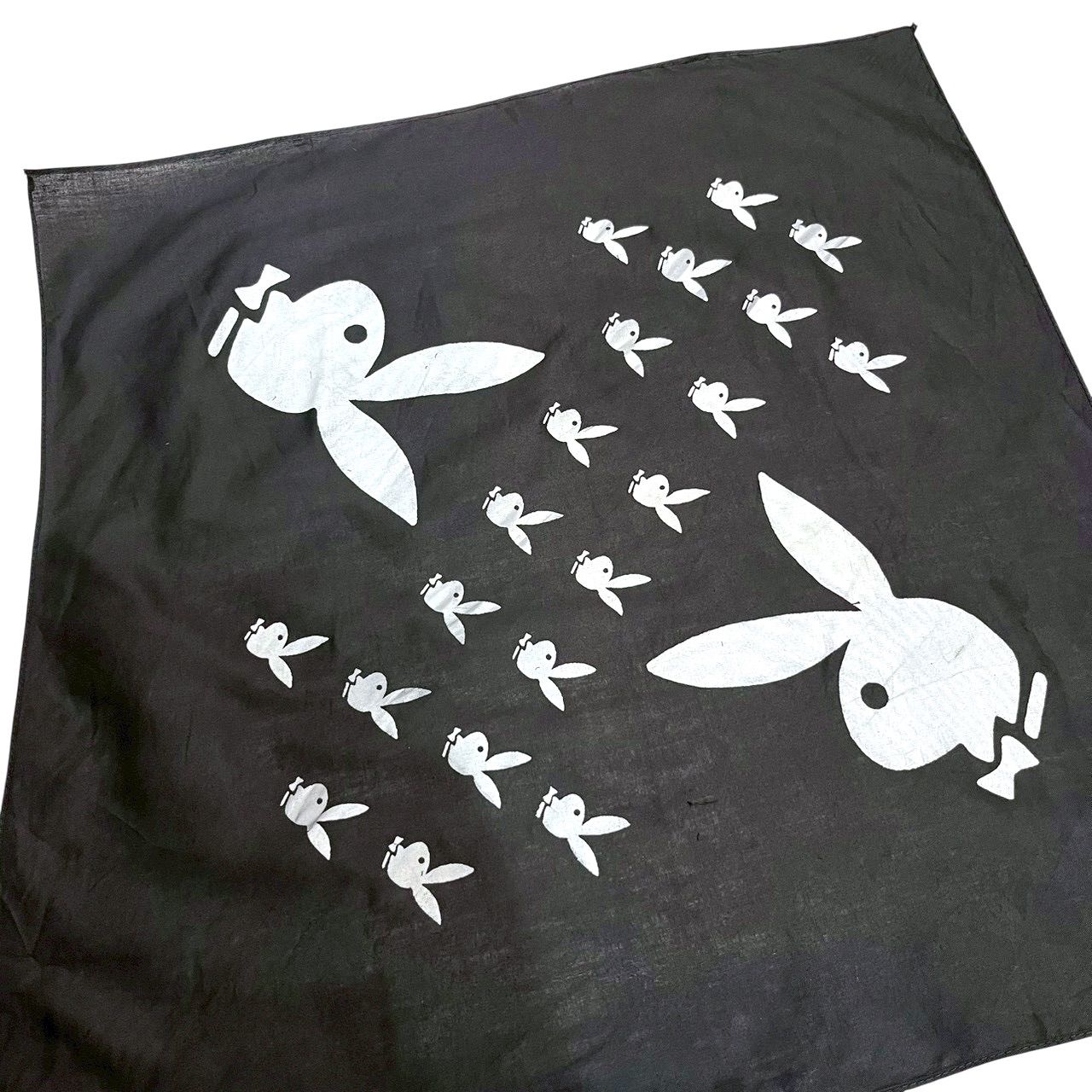 80 s ビンテージ PLAY BOY 総柄 バンダナ ブラック プレイボーイ 企業物 80年代 Vintage ヴィンテージ