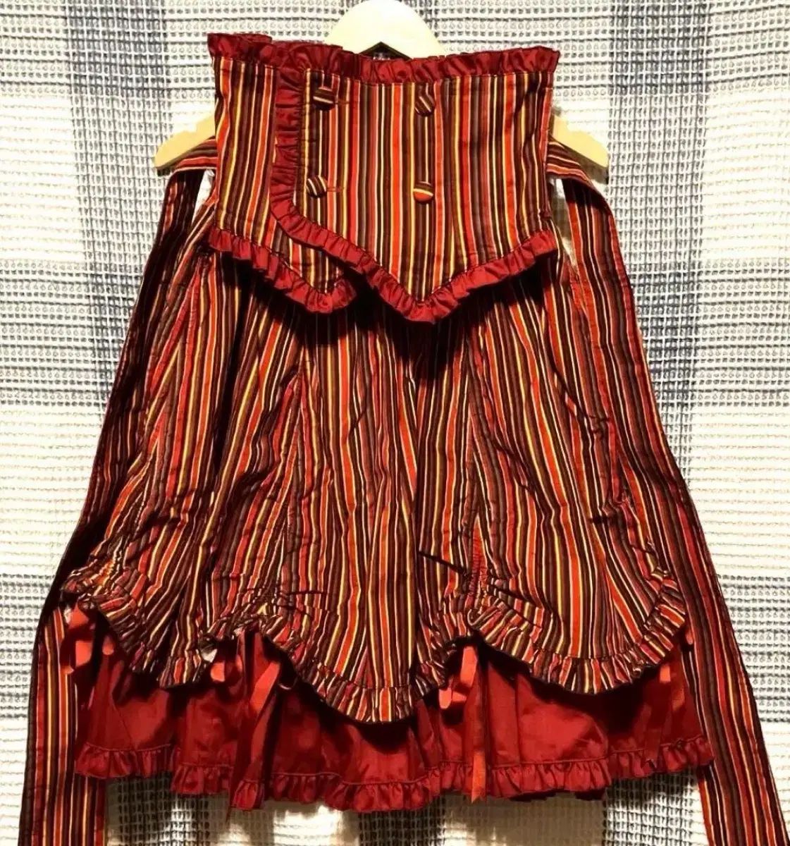 ボディライン コルセット スカート ストライプ ゴシック ロリータ ギャル フリルレースリボン