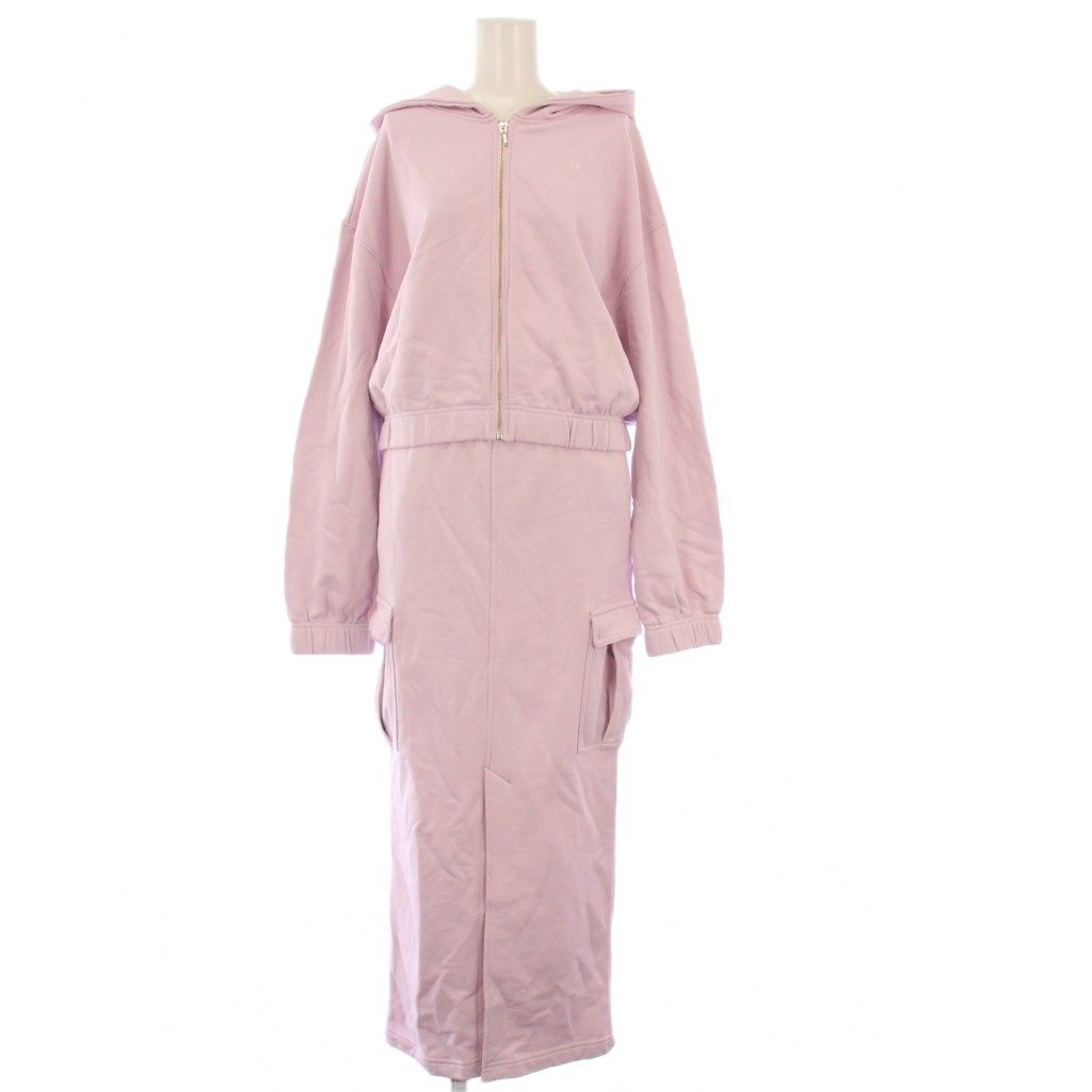 ハーリップトゥ Her lip to 24 AW Flight Mode スウェットセットアップ カーゴスカート ロング ジップアップパーカー 長袖 F ピンク KH