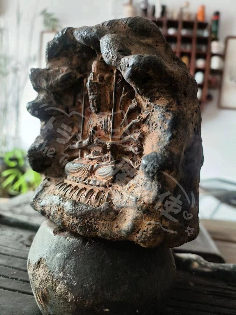 新年ギフト石像 千手観音仏像 茶室 博古架 禅意 置物 装飾品