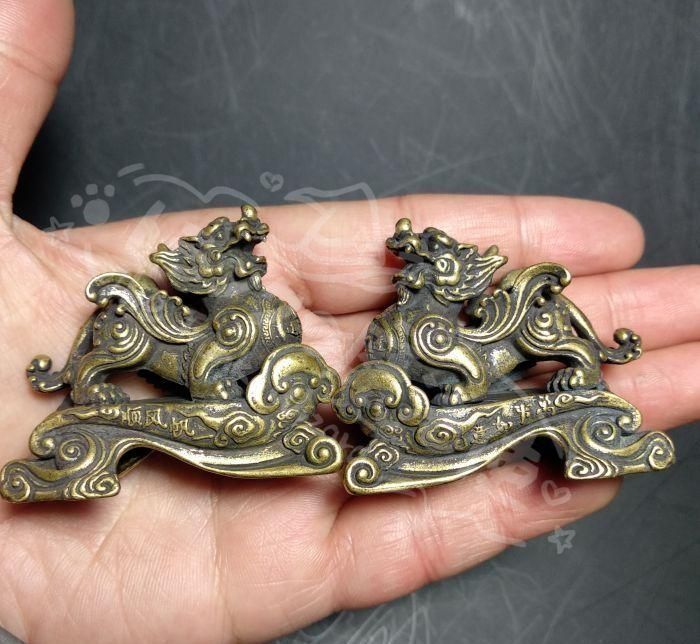 新年ギフト麒麟 銅器 文鎮 茶寵 鎮宅 辟邪 開運 風水 招財 置物 工芸品