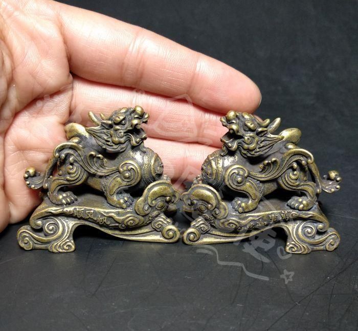 新年ギフト麒麟 銅器 文鎮 茶寵 鎮宅 辟邪 開運 風水 招財 置物 工芸品