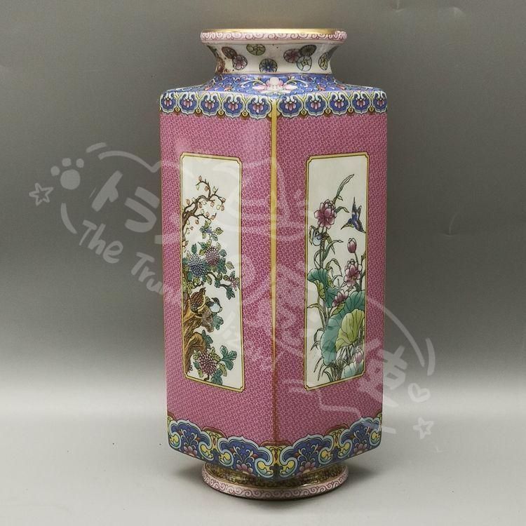 新年ギフト雍正粉彩花鳥天円地方花瓶 景徳鎮 陶磁器 装飾品 現代工芸品