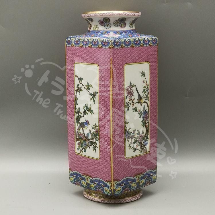 新年ギフト雍正粉彩花鳥天円地方花瓶 景徳鎮 陶磁器 装飾品 現代工芸品