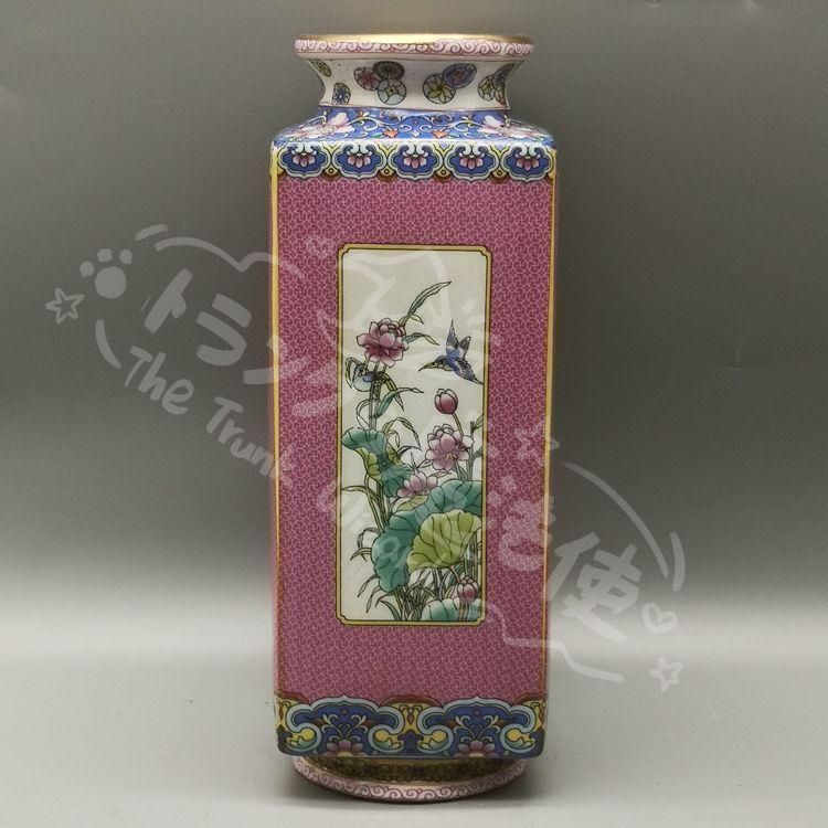 新年ギフト雍正粉彩花鳥天円地方花瓶 景徳鎮 陶磁器 装飾品 現代工芸品