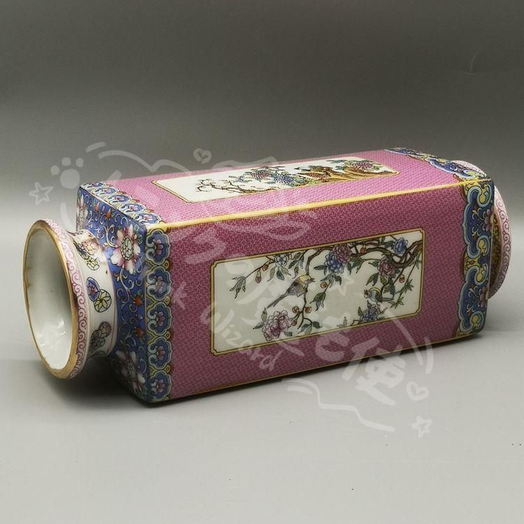 新年ギフト雍正粉彩花鳥天円地方花瓶 景徳鎮 陶磁器 装飾品 現代工芸品