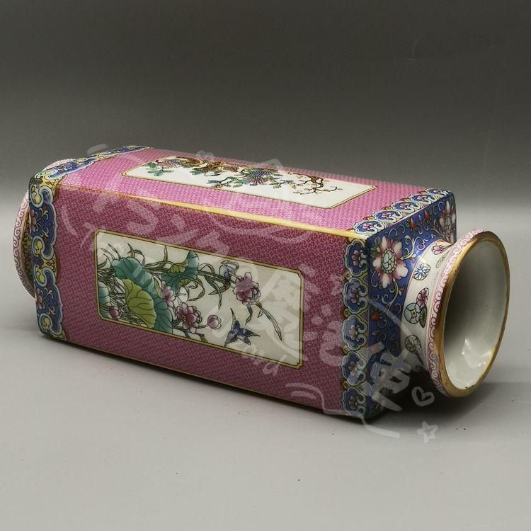 新年ギフト雍正粉彩花鳥天円地方花瓶 景徳鎮 陶磁器 装飾品 現代工芸品