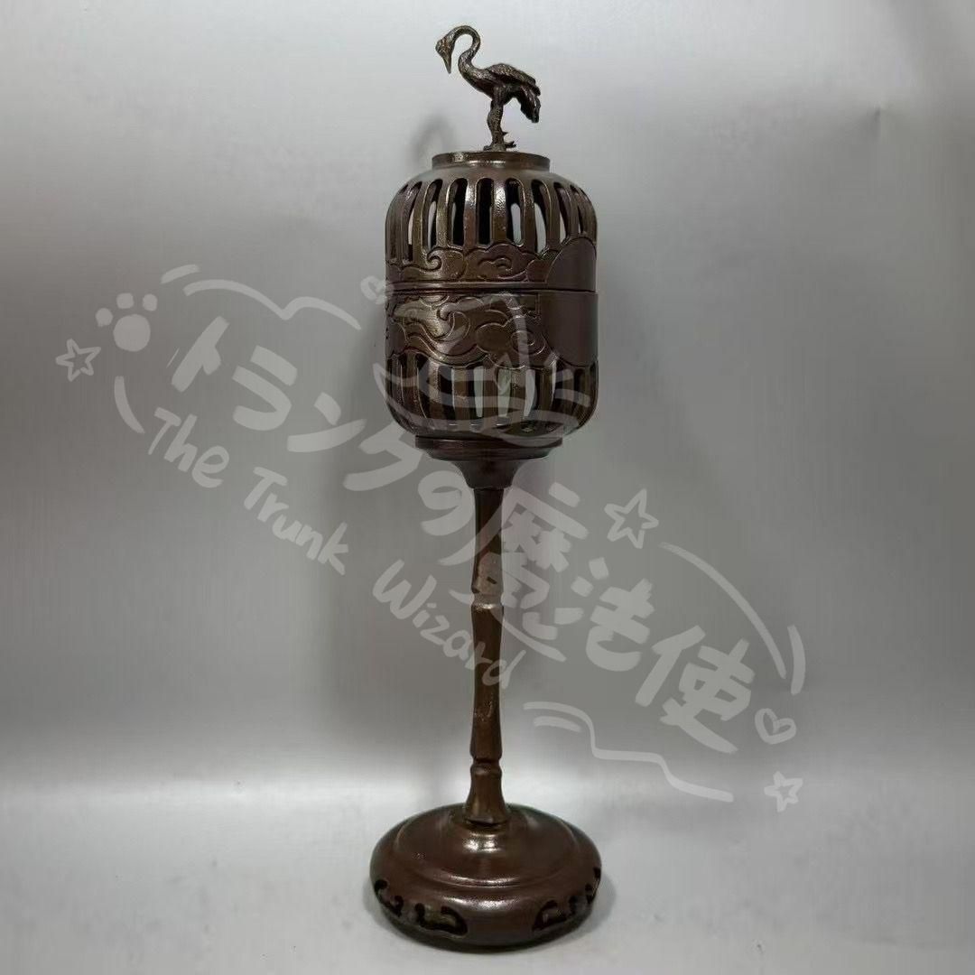 新年ギフト銅製 香炉 仙鶴宮灯香炉 室内檀香香炉 茶室禅意香炉 装飾品 置物