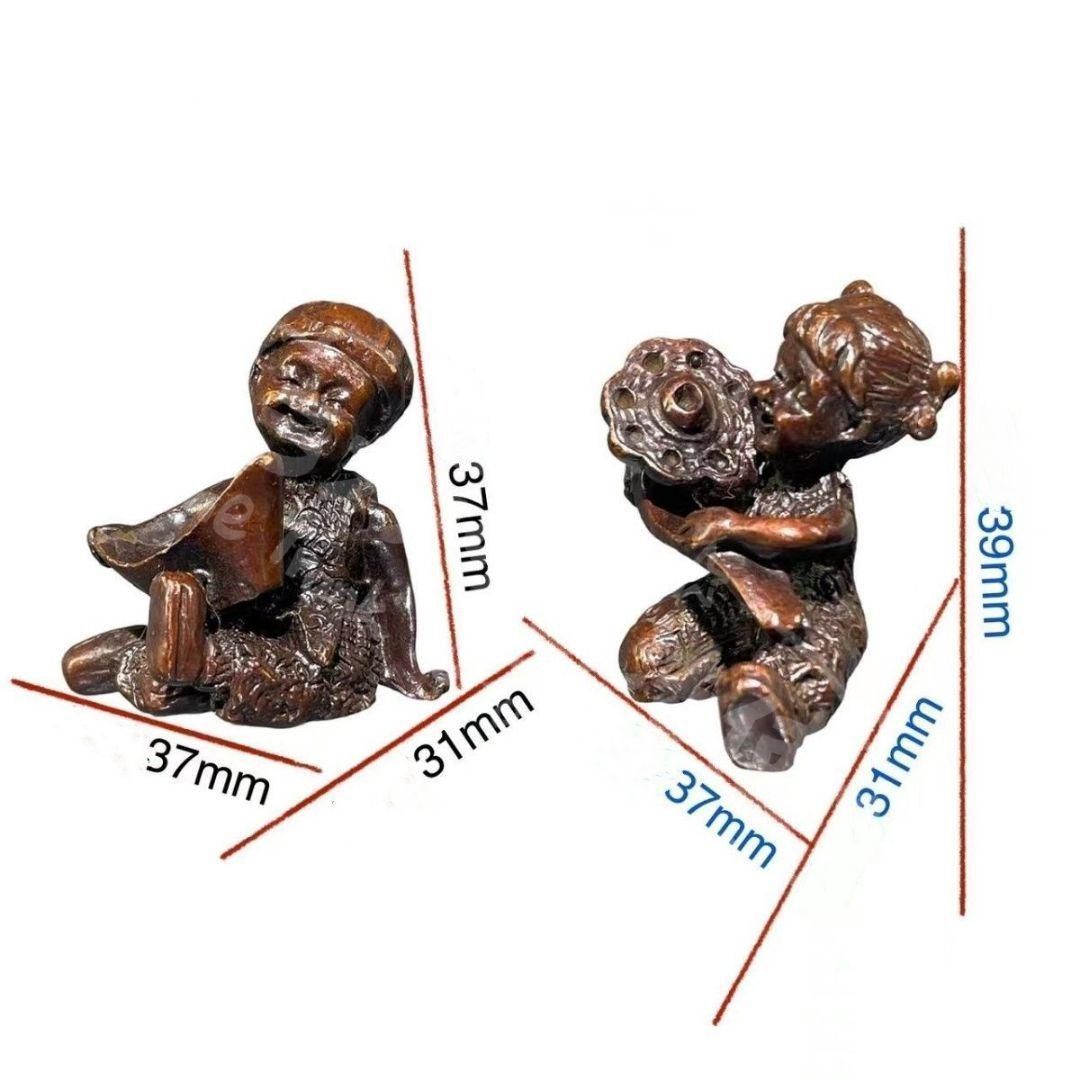 新年ギフト銅 細工 招財童子 金童玉女元宝如意茶台茶寵 蓋置 茶道具