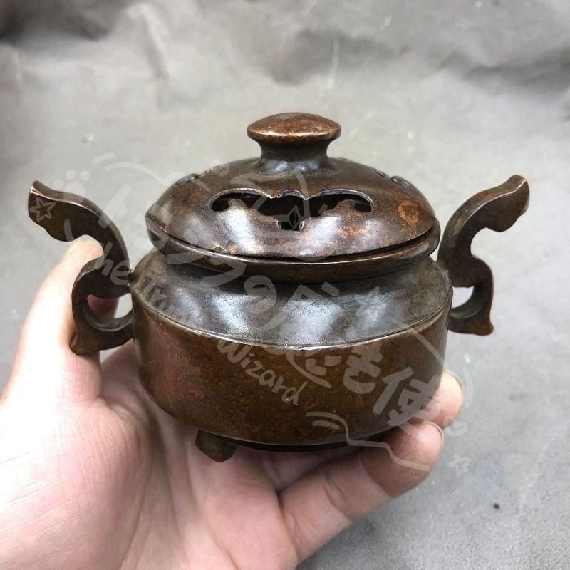 新年ギフト銅器 火炎耳三足薫香炉 茶台香道具 工芸品 置物