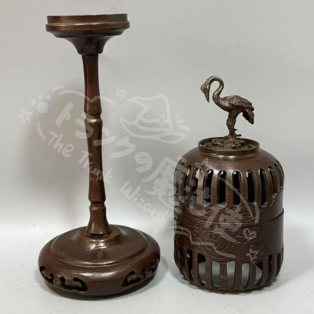  新年ギフト銅製 香炉 仙鶴宮灯香炉 室内檀香香炉 茶室禅意香炉 装飾品 置物 金属工芸 工芸品
