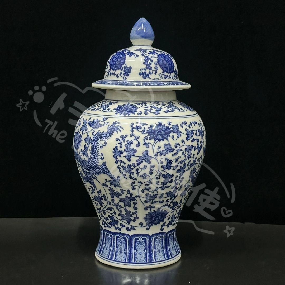 新年ギフト清乾隆青花磁器龍紋将軍缶 景徳鎮 陶磁器 装飾品 現代工芸品