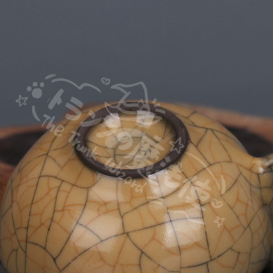 新年ギフト宋哥窯鉄胎黄釉金糸鉄線龍柄茶碗 景徳鎮 陶磁器 装飾品 現代