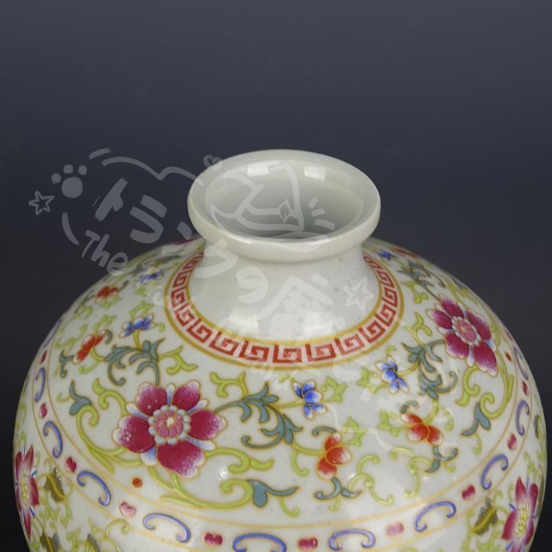 新年ギフト清康熙青釉粉彩タンカ紋梅瓶 景徳鎮 陶磁器 装飾品 現代工芸