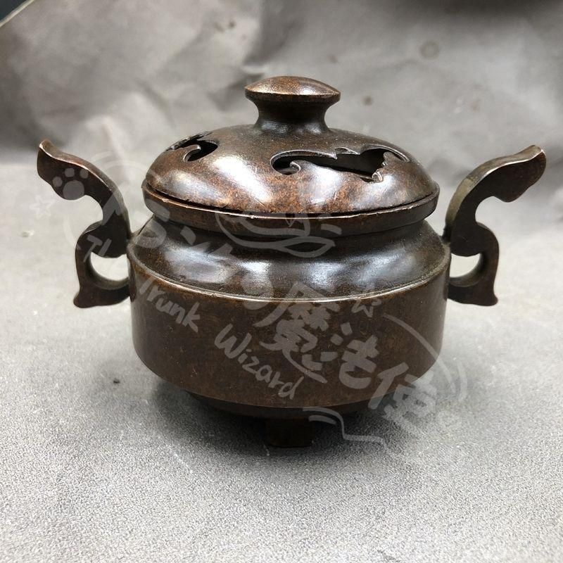 新年ギフト銅器 火炎耳三足薫香炉 茶台香道具 置物