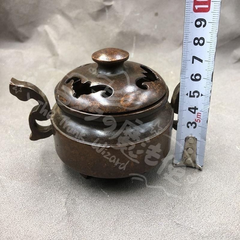 新年ギフト銅器 火炎耳三足薫香炉 茶台香道具 工芸品 置物