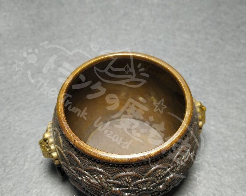 新年ギフト銅 細工 双龍戯珠銅壺 双獣頭香炉 筆洗 工芸品 置物