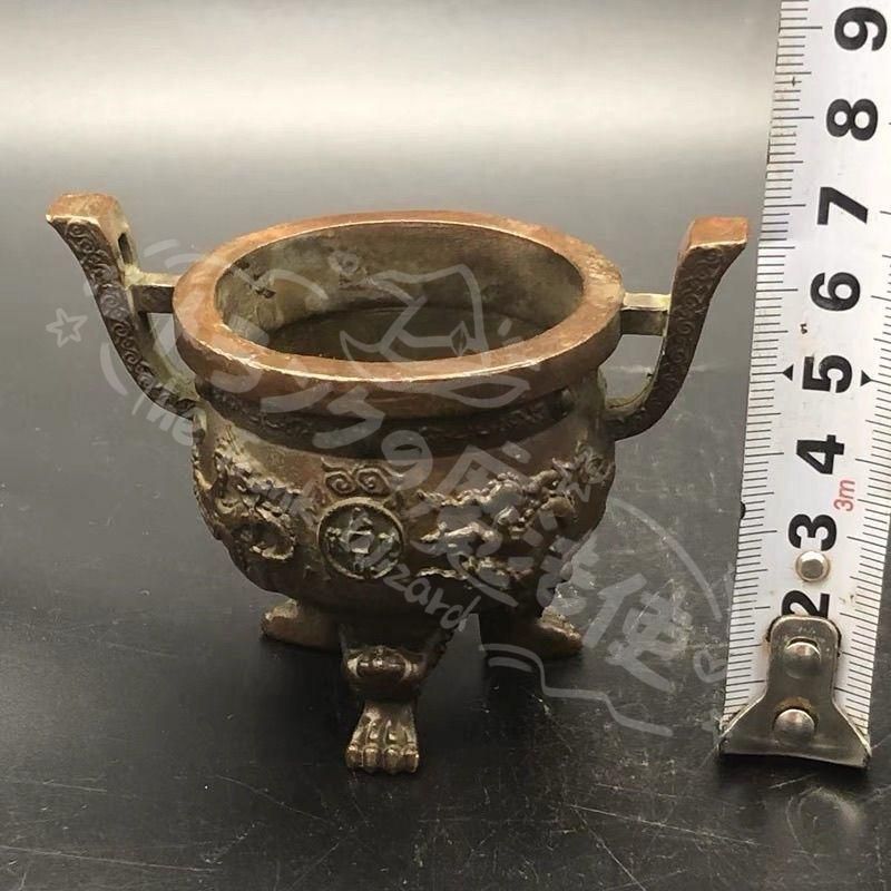 新年ギフト銅器 銅鼎 双龍香炉 三足炉 茶道具 香道具 工芸品 置物