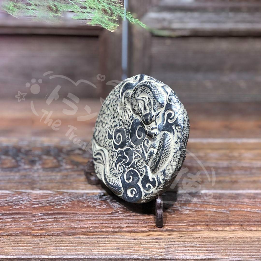 新年ギフト浮彫 竜騰四海 壺承 台 家内 茶室 客間 工芸品 置物