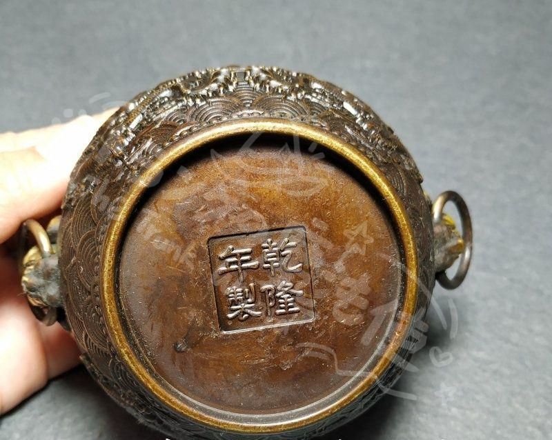 新年ギフト銅 細工 双龍戯珠銅壺 双獣頭香炉 筆洗 工芸品 置物