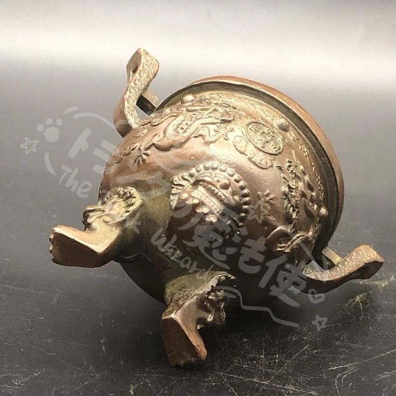 新年ギフト銅器 銅鼎 双龍香炉 三足炉 茶道具 香道具 工芸品 置物