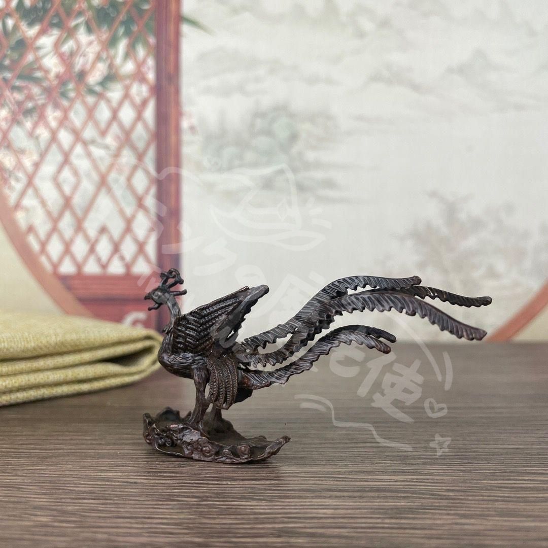 新年ギフト銅 細工 鳳凰 茶道茶寵 鳳凰于飛 吉祥 開運 書架 装飾品