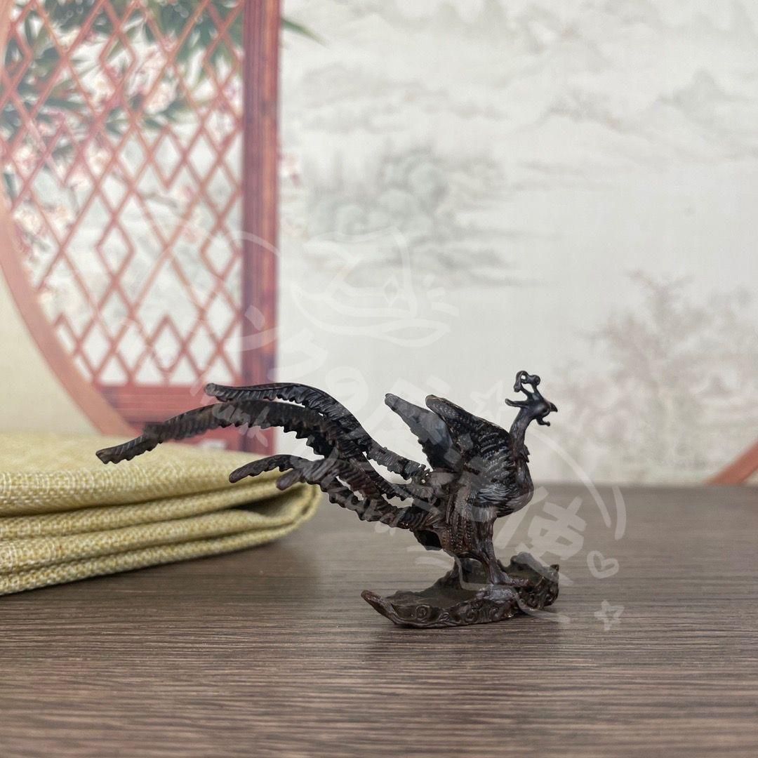 新年ギフト銅 細工 鳳凰 茶道茶寵 鳳凰于飛 吉祥 開運 書架 装飾品