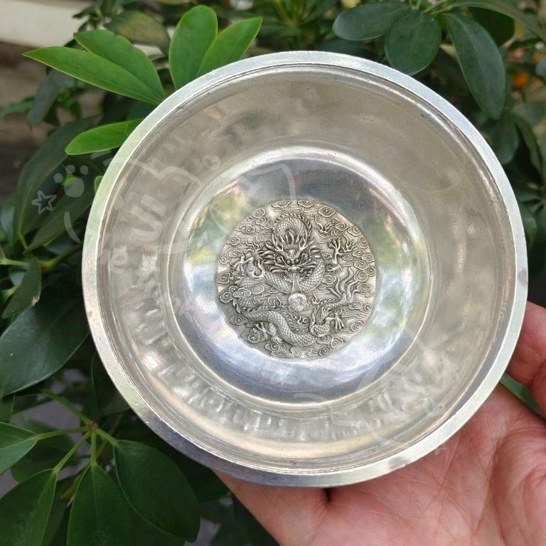 新年ギフト銅製 浮彫双龍戯珠碗 茶碗 装飾品 工芸品置物 CZW1207P1087