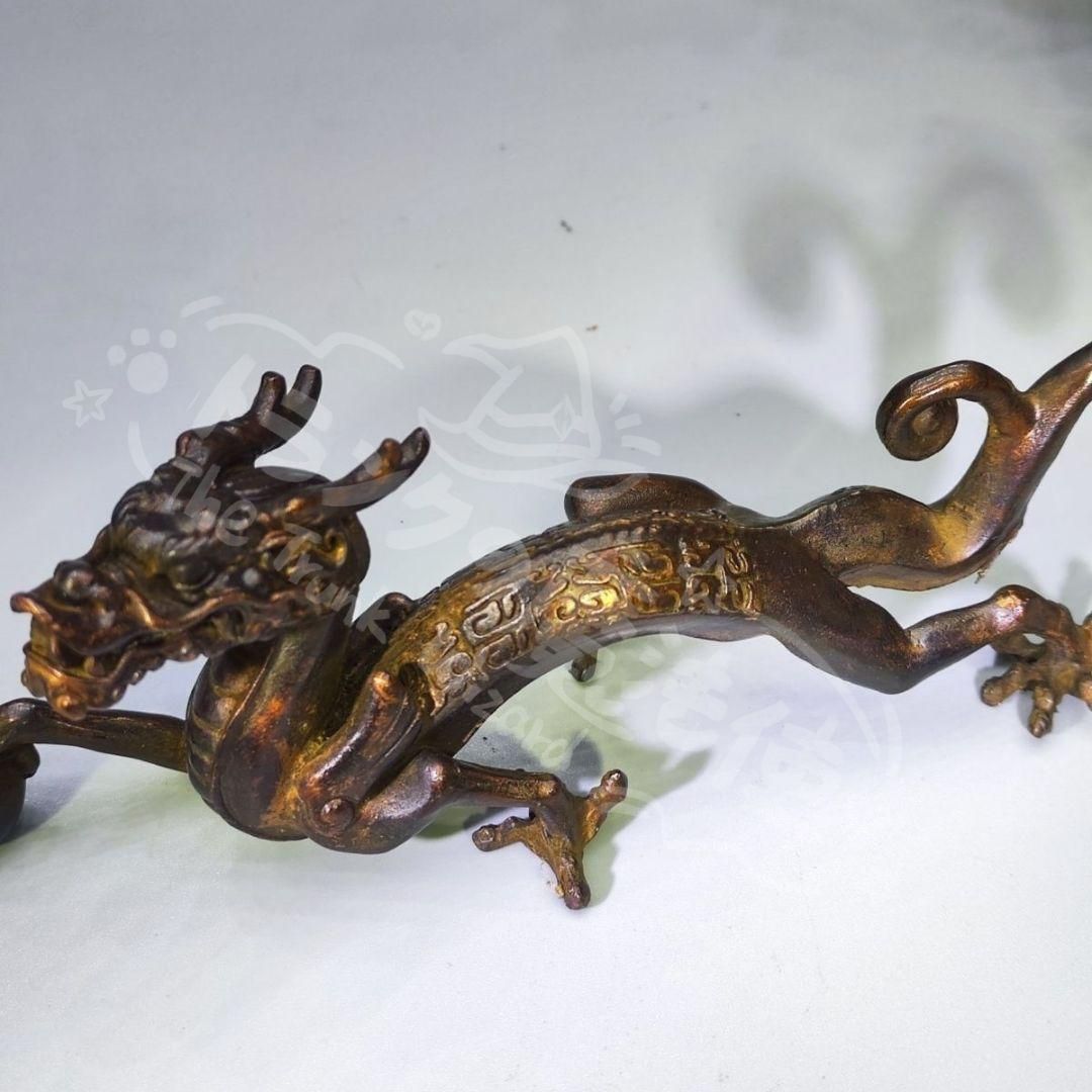 新年ギフト銅製 神獣 青龍 鎮宅 竜獣 霊獣 筆架 筆棚 書道具文房具工芸