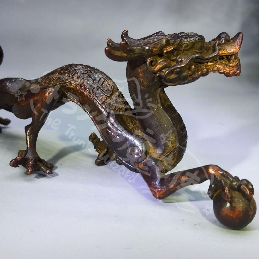 新年ギフト銅製 神獣 青龍 鎮宅 竜獣 霊獣 筆架 筆棚 書道具文房具工芸