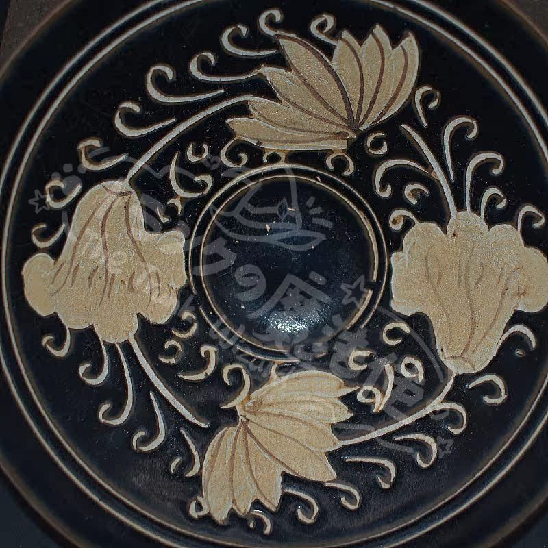 新年ギフト宋代吉州窯黒釉手彫り花柄笠碗 景徳鎮陶磁器 装飾品 現代