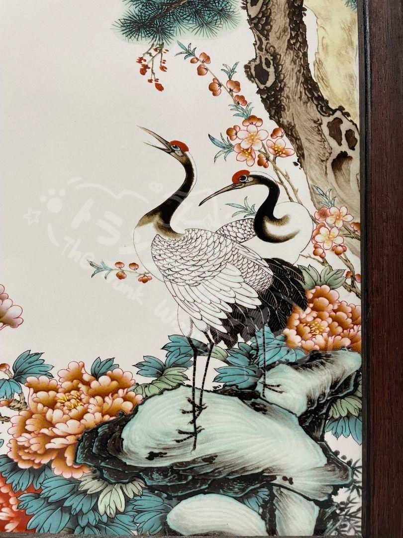 美品 鶴の陶板画 美品 鶴の陶板画