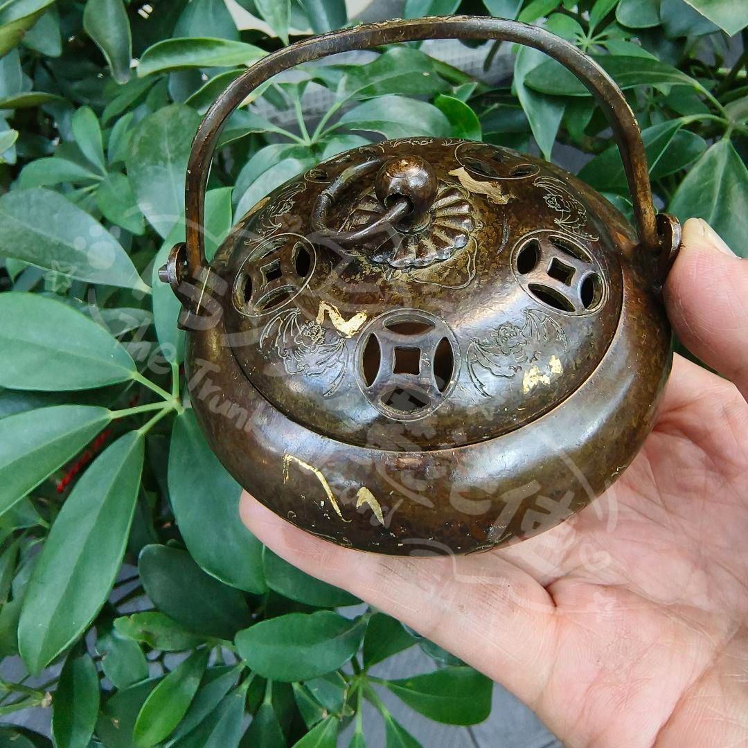 新年ギフト銅器 浄化空気香炉 暖手炉 禅意 香道 茶道 盤香炉 置物