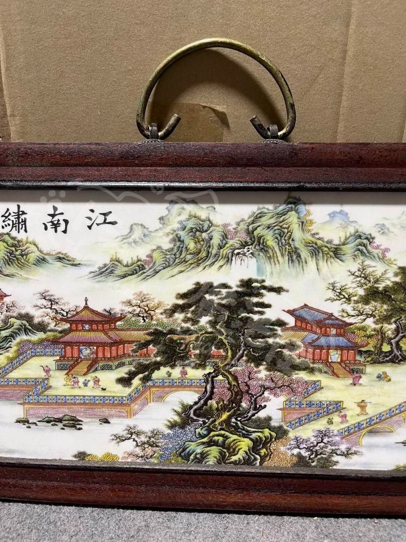 新年ギフト景徳鎮 陶板画 江南秀色 応接間 玄関 茶室 書斎 装飾品 工芸