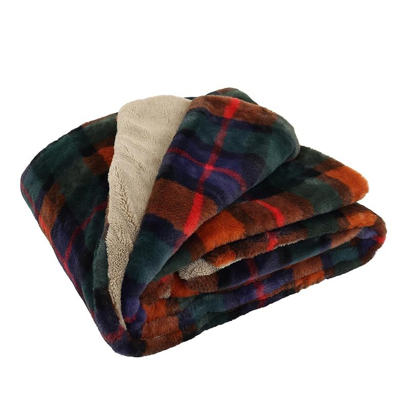 商品 川島織物セルコン TAUKO タウコ ブランケット チェックファー ネイビー 140 190 GJ 6115 1