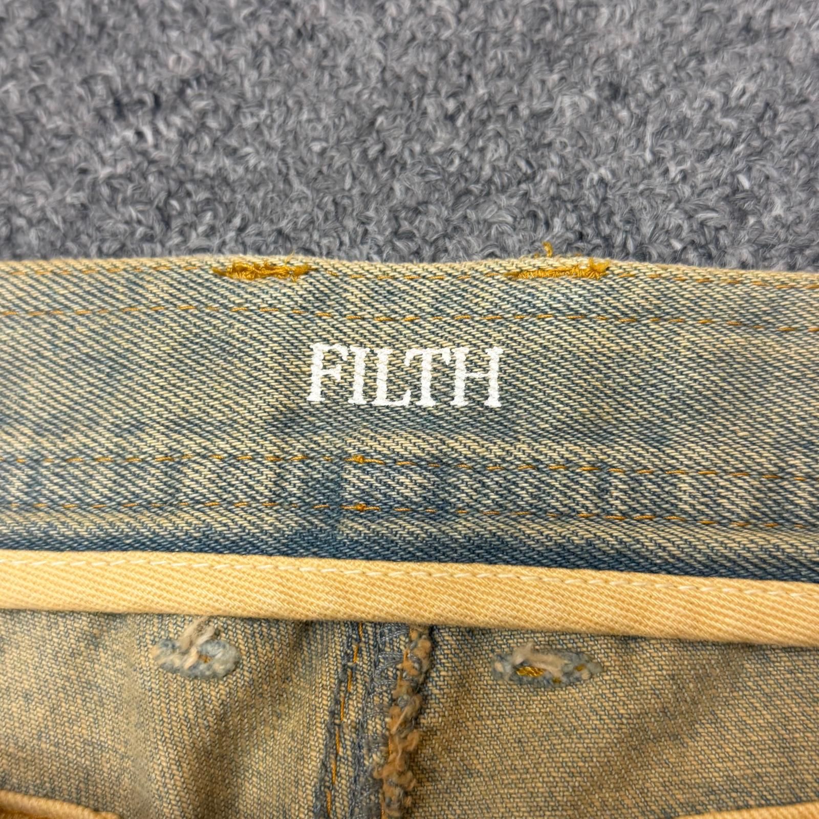 FILTH 25AW FRONT ZIP BAGGY DENIM V2 / DIRTY WASHED BLU フロント