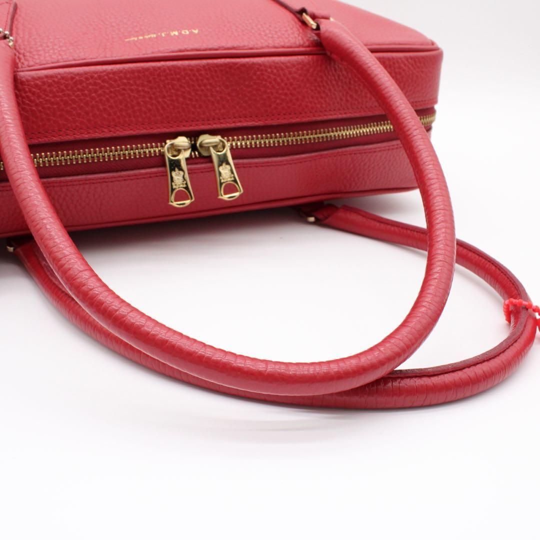 美品】ADMJ ハンドバッグ セミショルダー トートバッグ レザー レッド