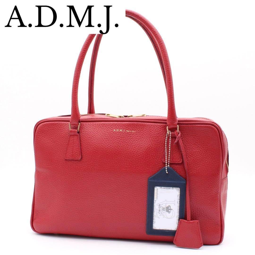 美品】ADMJ ハンドバッグ セミショルダー トートバッグ レザー 美品】ADMJ ハンドバッグ セミショルダー トートバッグ レザー